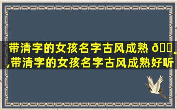 带清字的女孩名字古风成熟 🕸 ,带清字的女孩名字古风成熟好听